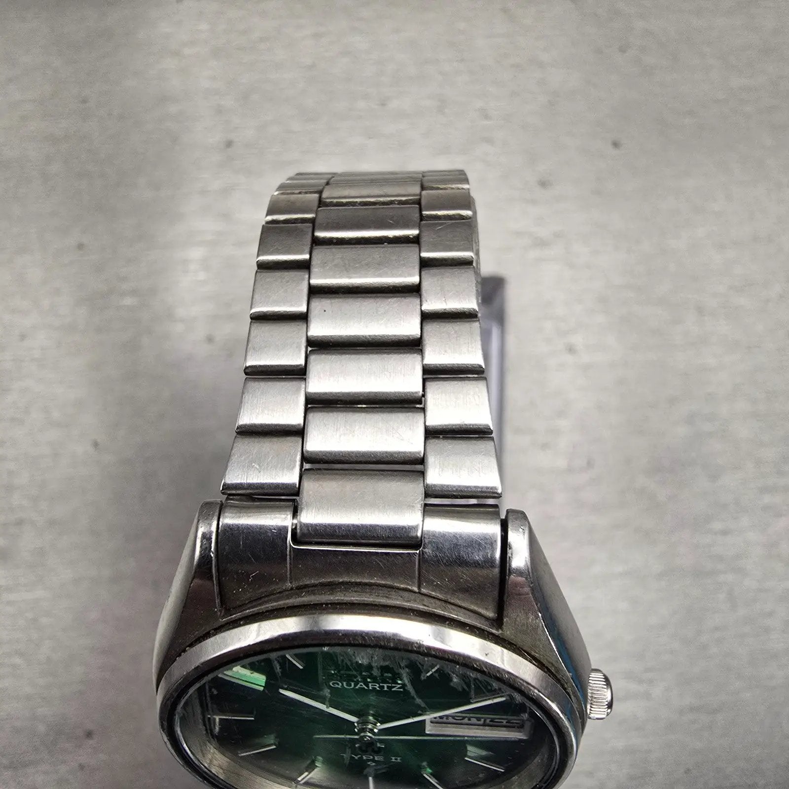 Seiko Type II Watch Men 33mm Green Dial Silver Tone Daydate 8223-6030 New Batt4