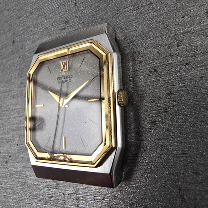 Seiko Watch Men 27mm Silver Dial Two Tone Rectangle 7430-5350 New Battery3