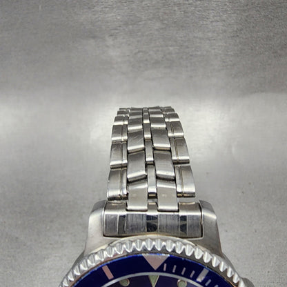 Croton Dive Watch Men 38mm Blue Dial Silver Tone Date Round New Battery4