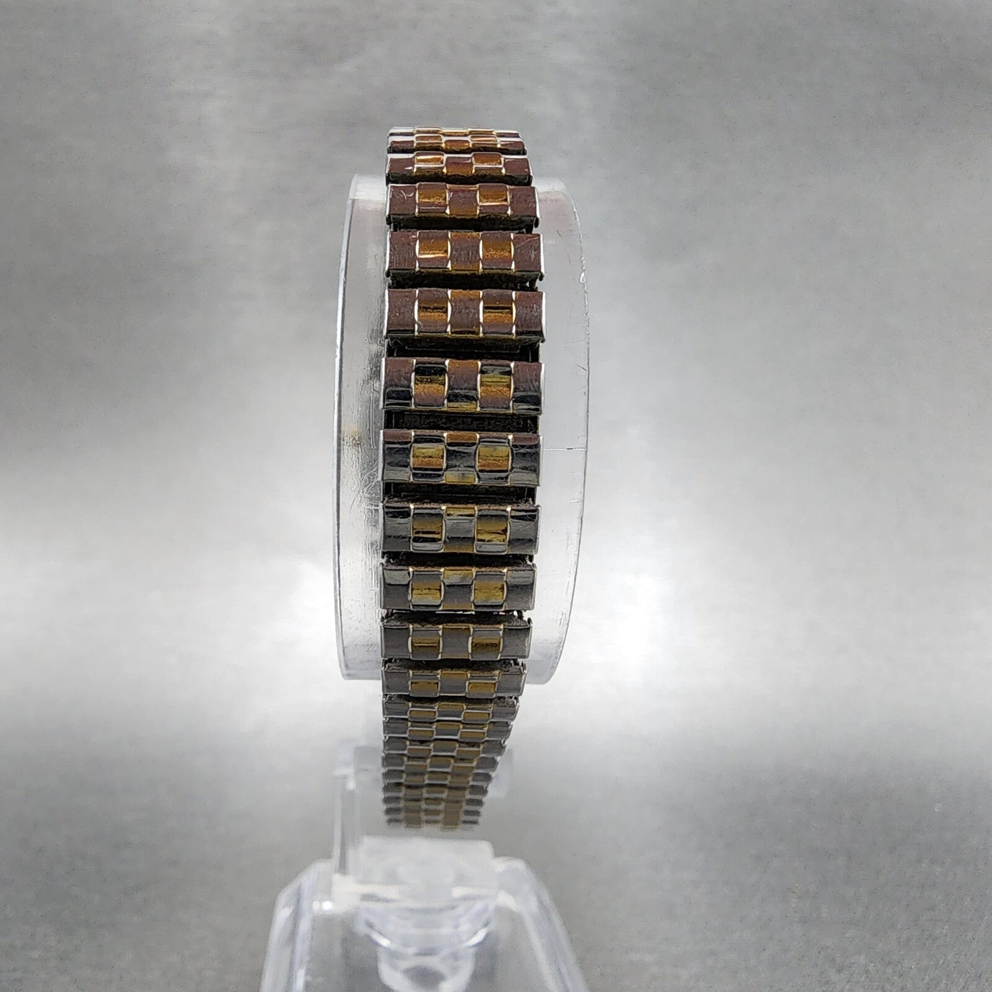 VTG Seiko Tank Watch Women 18mm White Dial Two Tone Rectangle V4015720 New Batt7