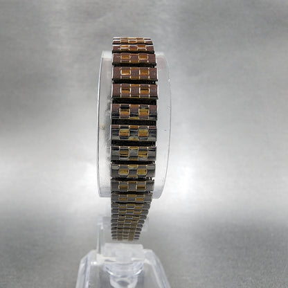 VTG Seiko Tank Watch Women 18mm White Dial Two Tone Rectangle V4015720 New Batt7