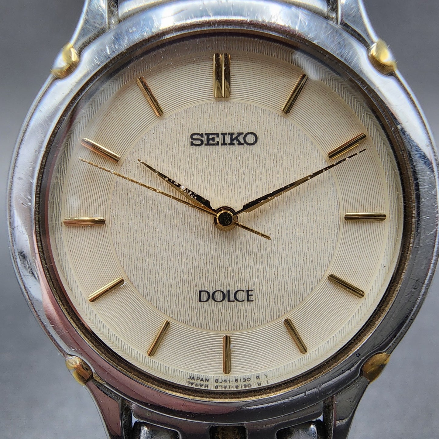 Seiko Dolce Watch Men 32mm Cream Dial Two Tone 8j41-6080 New Battery