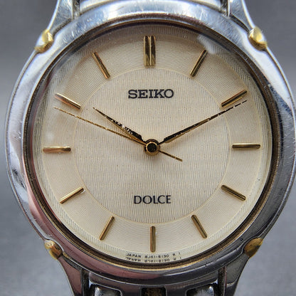 Seiko Dolce Watch Men 32mm Cream Dial Two Tone 8j41-6080 New Battery
