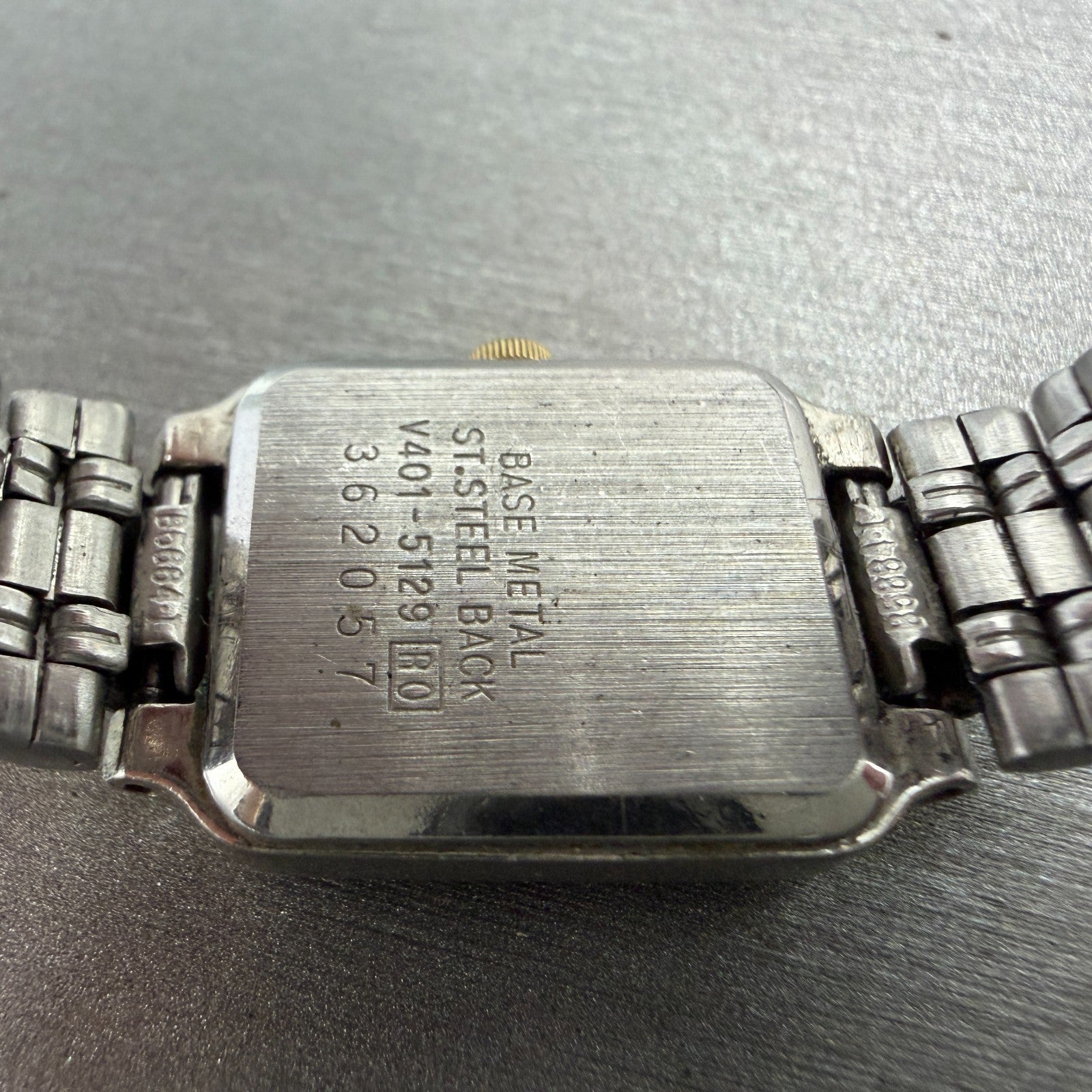 Seiko Tank Watch Women 18mm White Dial Two Tone Rectangle V401-5129 New BatteryX9