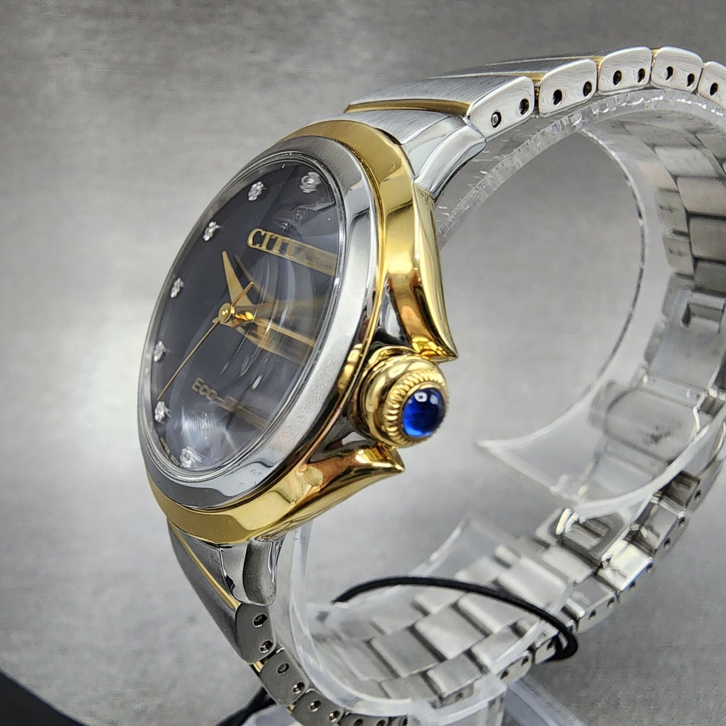 Citizen EcoDrive L Ceci Watch Women 32mm Black Dial Two Tone Diamond Runs2