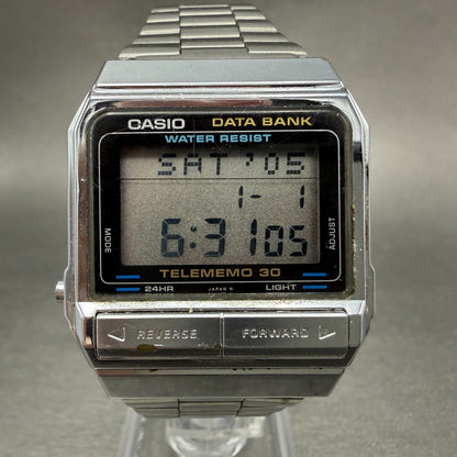 Casio Data Bank DB-300 Watch Men 32mm Digital Silver Tone Alarm Chrono New Batt0