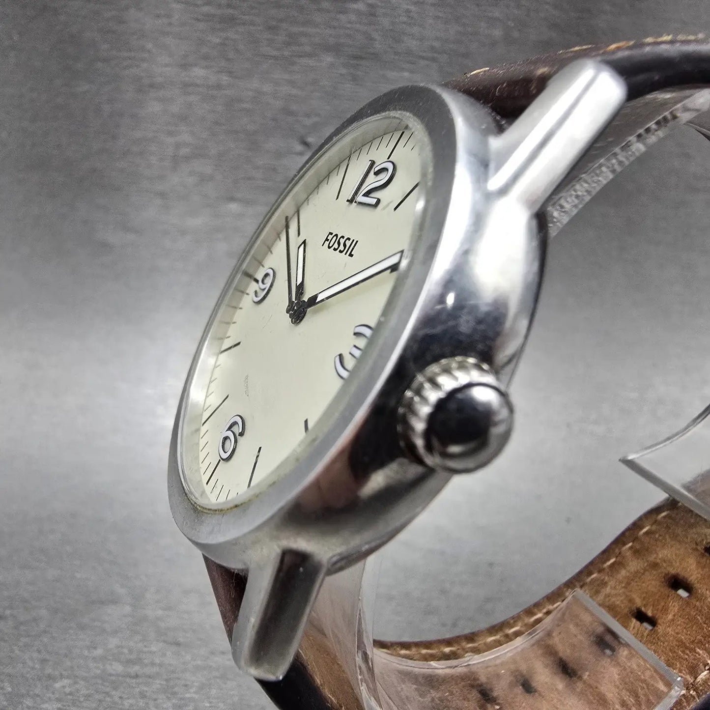 Fossil Watch Men 42mm White Dial Silver Tone Round BQ2303 New Battery2