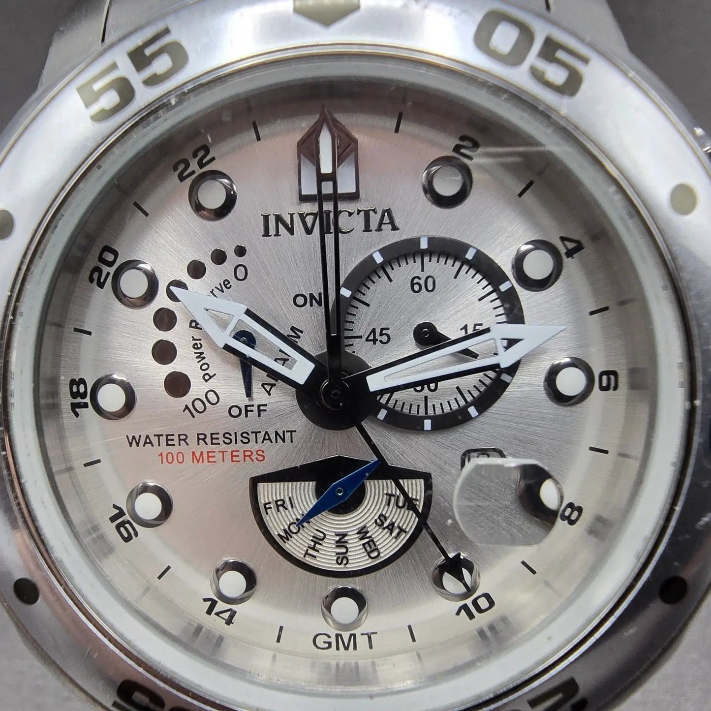 Invicta Pro Diver GMT Watch Men 48mm Silver Dial Steel Daydate Alarm 6088 NewBat1