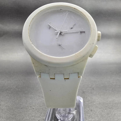 Swatch BASIC WHITE Chronograph Watch Men White Dial White Date SUSW400 New Batt5