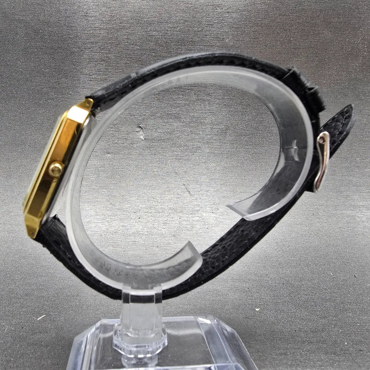 Orient Tank Watch Men 28mm Champagne Dial Gold Tone Rectangle Date New Battery6