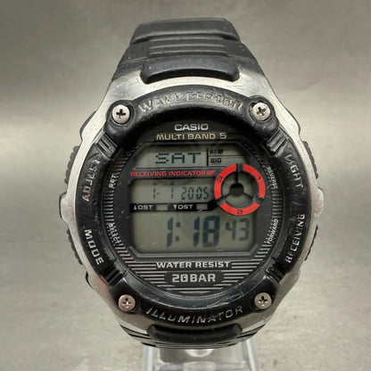 Casio Waveceptor Watch Men 48mm Digital Black Silver Alarm Chrono WV-M200 READ!!0