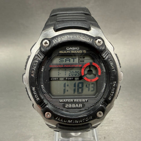 Casio Waveceptor Watch Men 48mm Digital Black Silver Alarm Chrono WV-M200 READ!!0