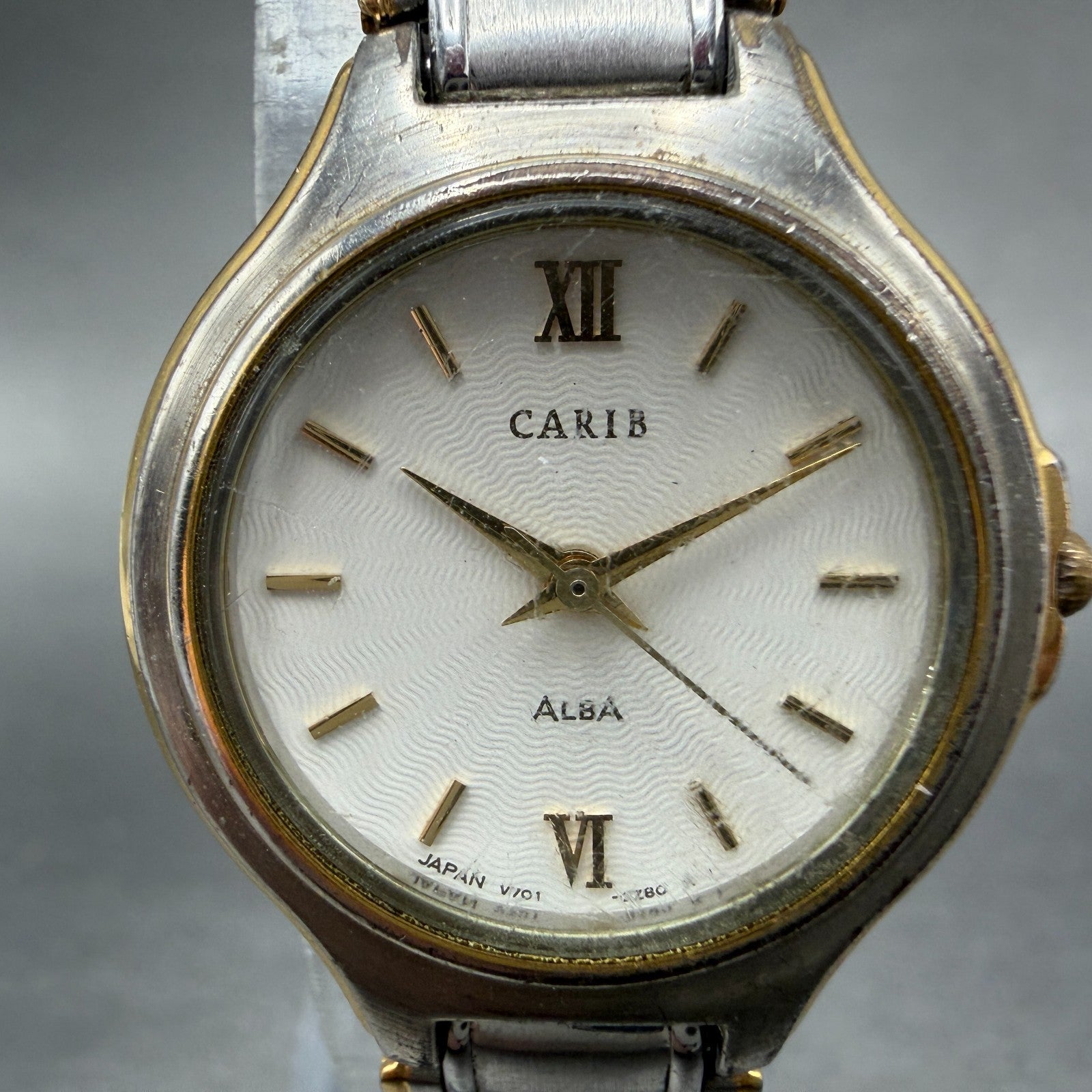 Seiko Alba Carib Watch Women 26mm White Dial Two Tone V701-2C40 New Battery4