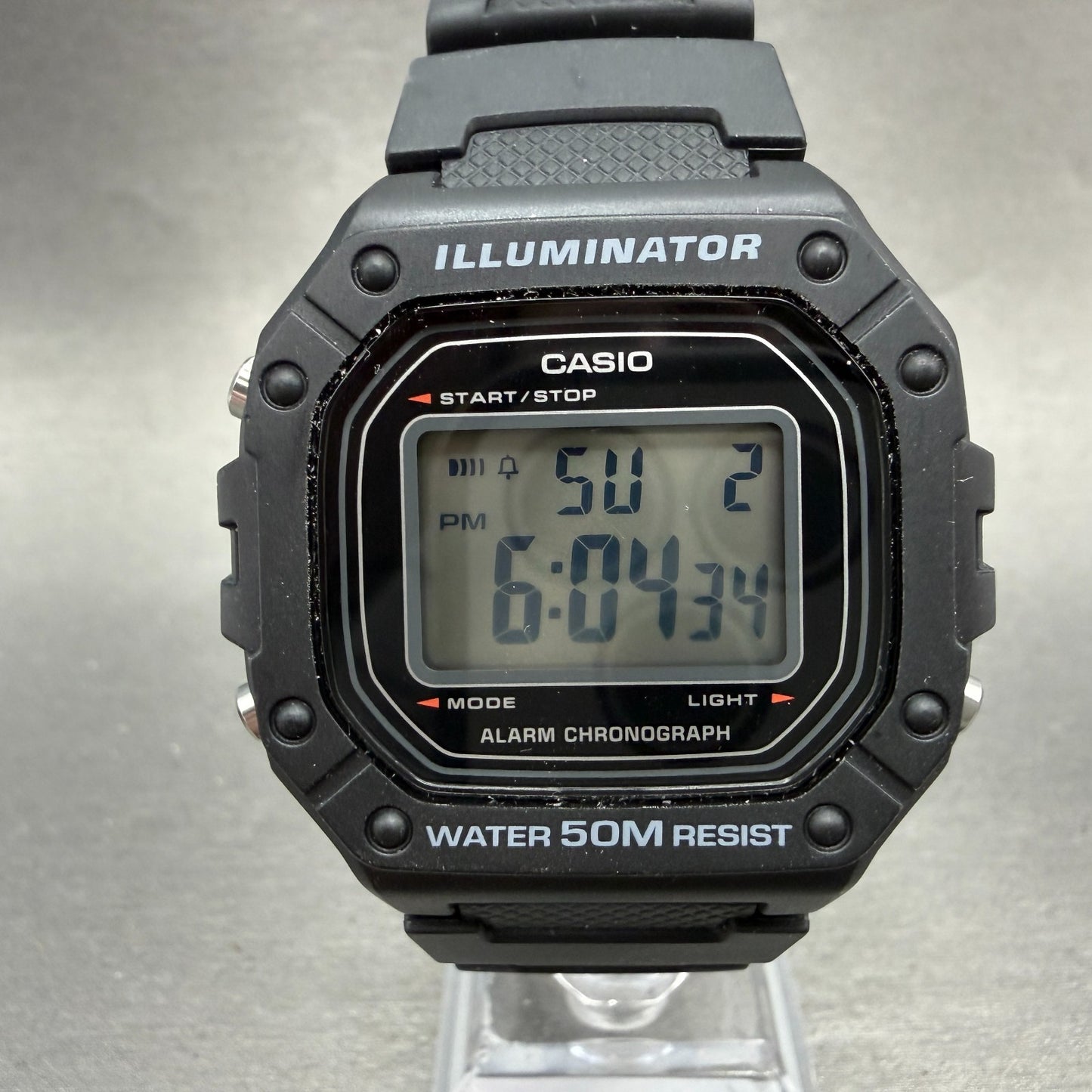 Casio Illuminator Watch Men 43mm Black Alarm Chrono Digital W-218H New Battery0