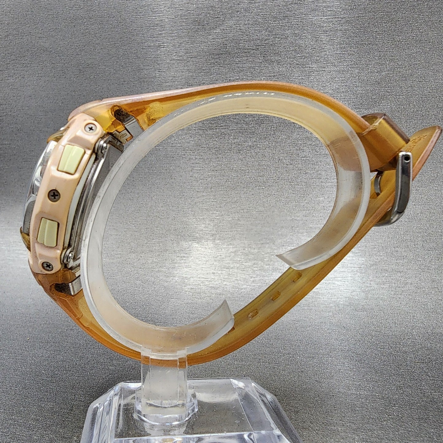 Casio BabyG Watch Women 41mm Analog Digital Clear Pink Tone Round New Battery6