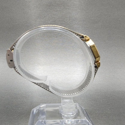 Seiko Watch Women 20mm Black Dial Gold Tone Octagon 2C215170 New Battery VTG8