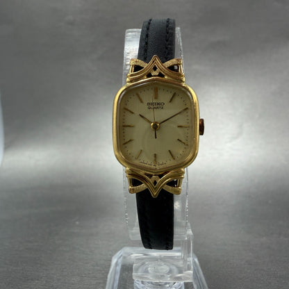 Seiko Watch Women 18mm Champagne Dial Gold Tone Rectangle 1421-5050 New Battery5