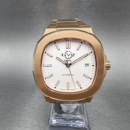 Gevril GV2 Potente Watch Men 39mm White Dial Rose Gold Tone Date Automatic 18102