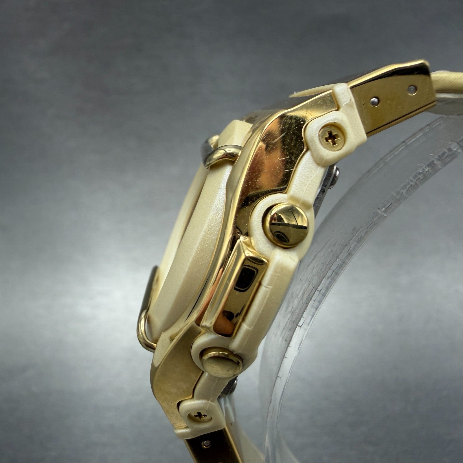 Casio Baby-G BGA-160 Watch Women 37mm Black Dial Gold Tone Analog Digital Works2