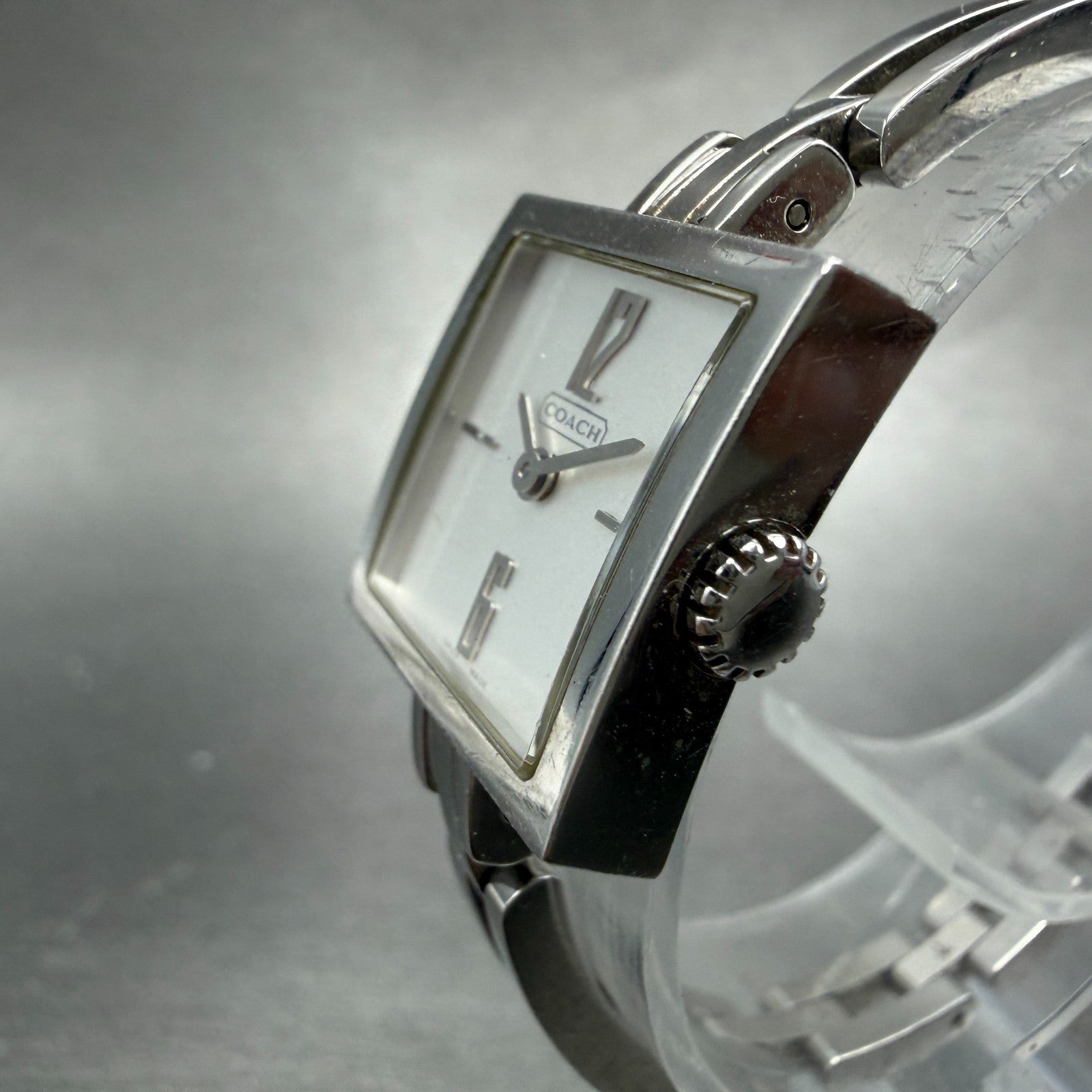 Coach Watch Women 20mm Silver Dial Steel Square Bracelet New Battery2
