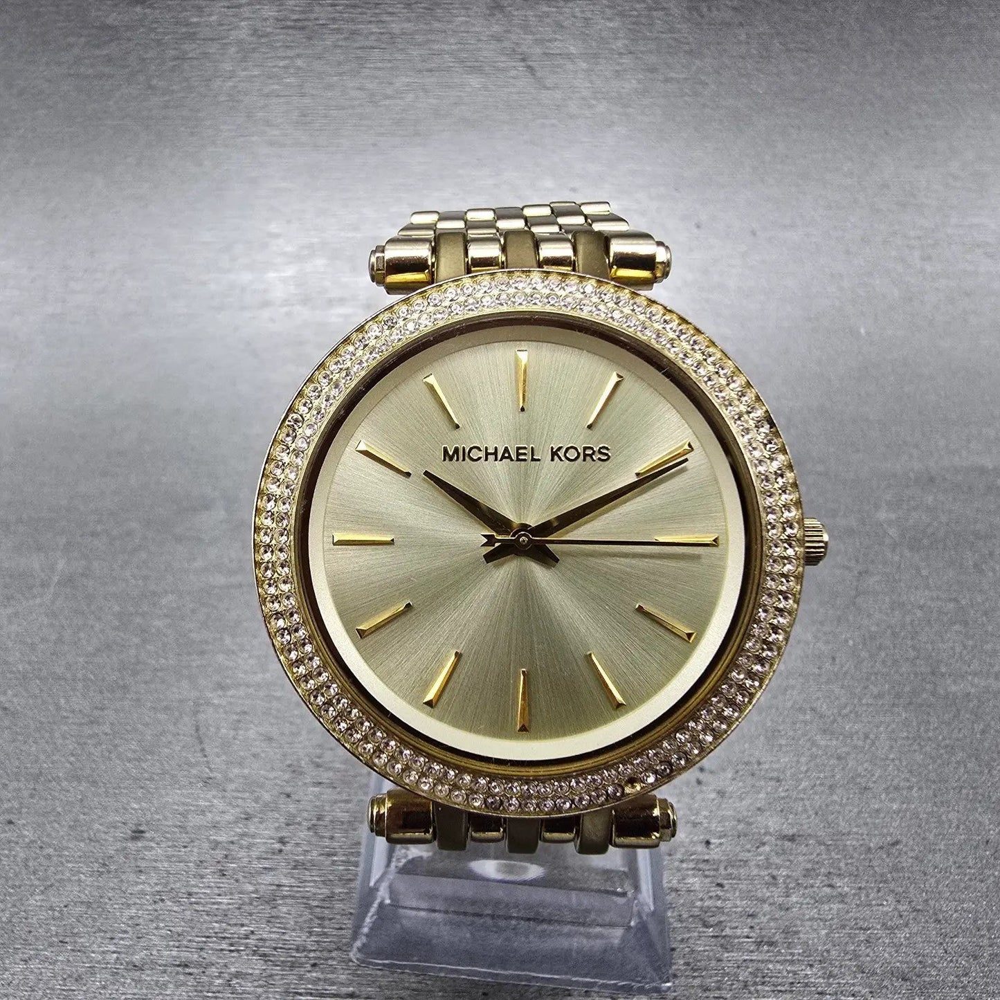 Michael Kors Darci Watch Women 39mm Champagne Dial Gold Tone MK-3191 New Batt LP0