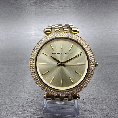 Michael Kors Darci Watch Women 39mm Champagne Dial Gold Tone MK-3191 New Batt LP0
