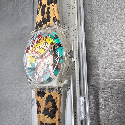 Swatch OONGAWAH! Watch Men 34mm Green Dial Clear Case GK193 New Battery NOS4