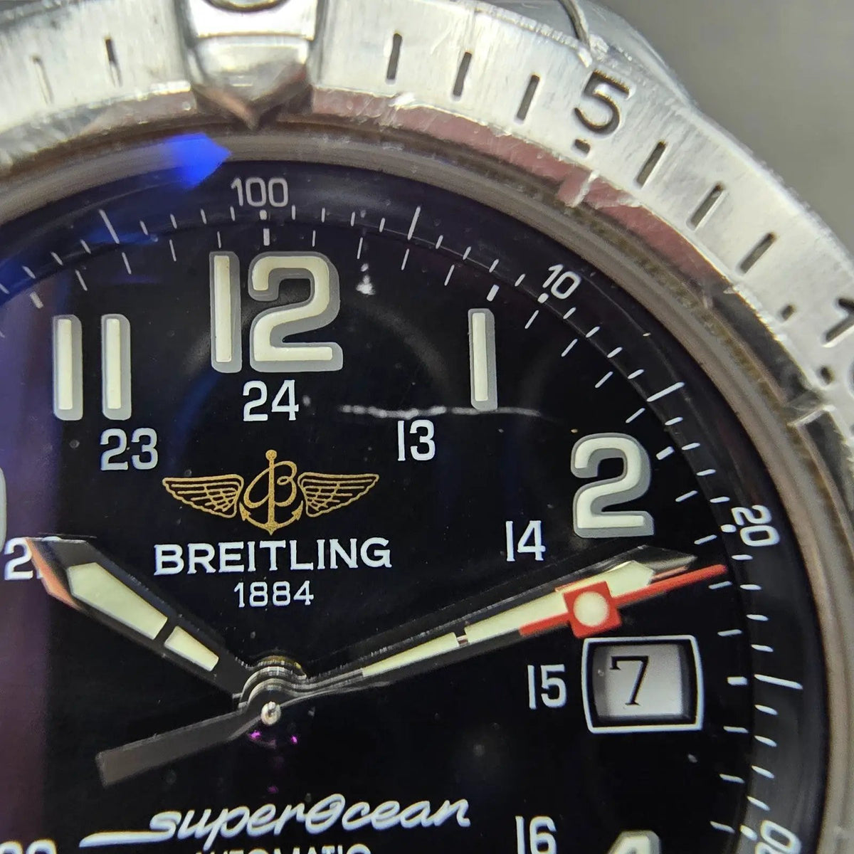 Breitling Superocean Automatic Watch Men 41mm Black Dial Steel Date A17340 W/Box11