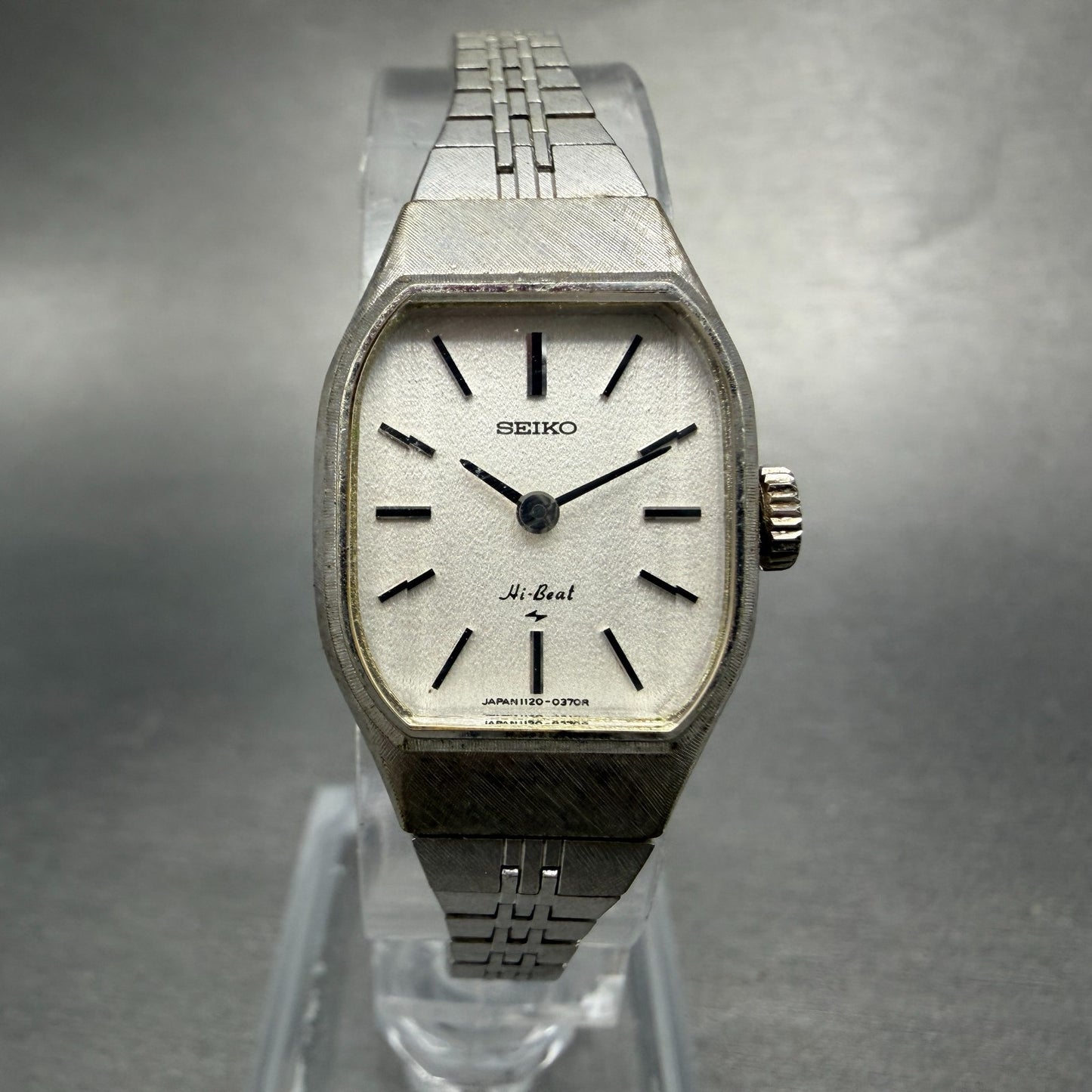 Seiko Tank Watch Women 20mm Silver Dial Silver Tone Manual 1120-3120 Runs0