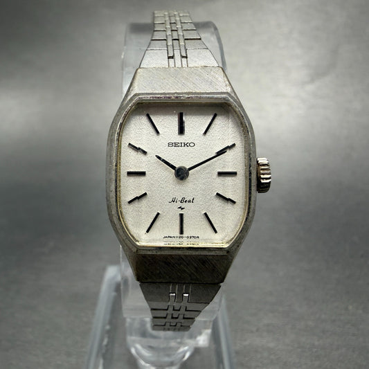 Seiko Tank Watch Women 20mm Silver Dial Silver Tone Manual 1120-3120 Runs0