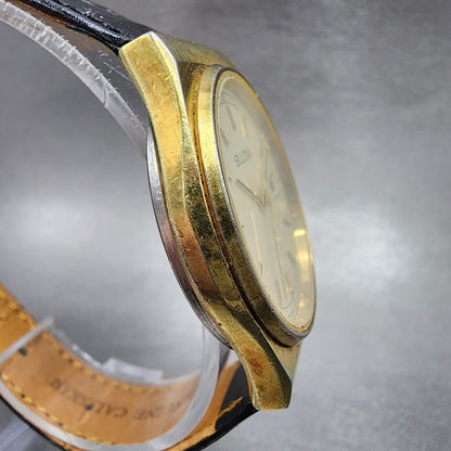 Bulova Watch Men 33mm Champagne Dial Gold Tone Date Round 84352 New Battery