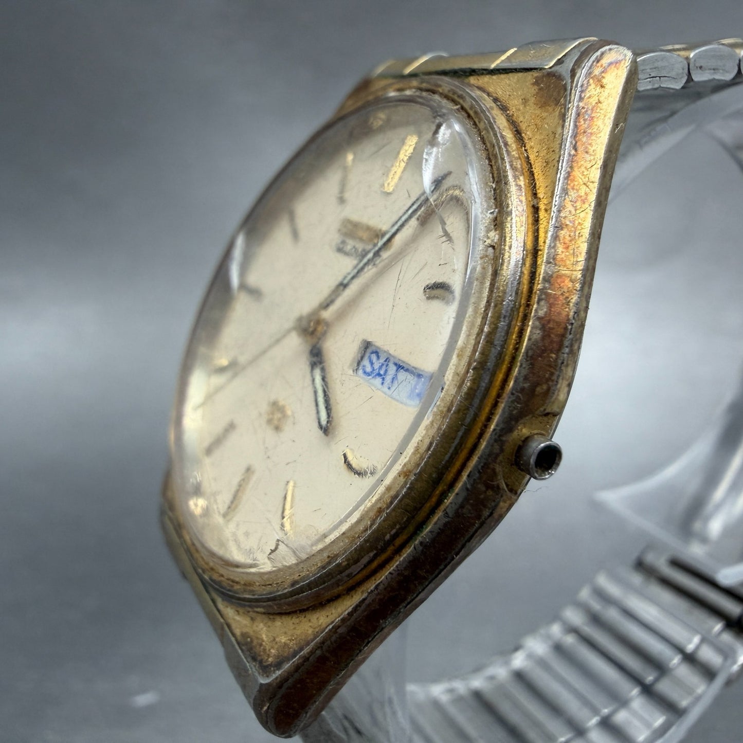 Seiko SQ Watch Men 35mm Cream Dial Gold Tone Daydate 8123-7239 PARTS3