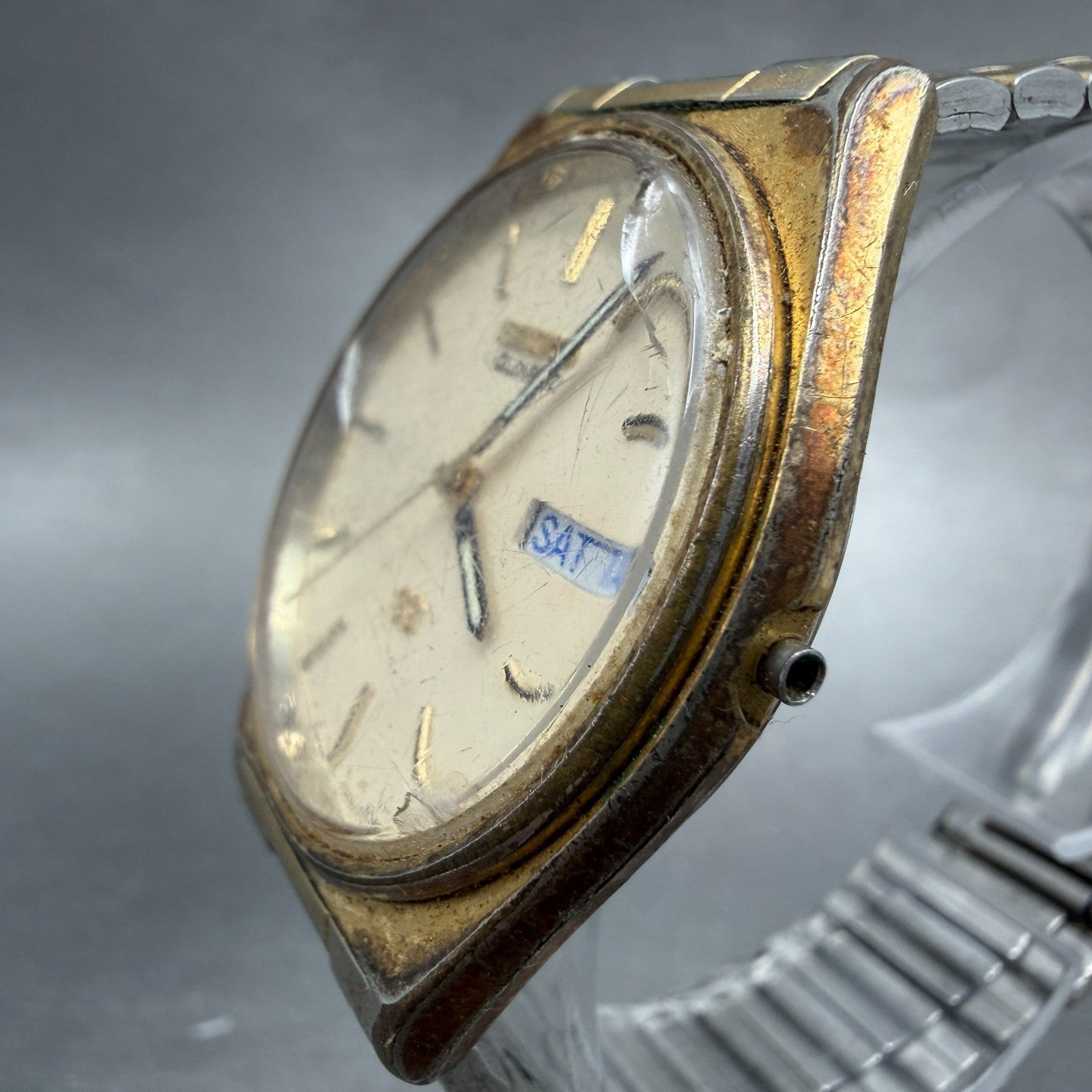 Seiko SQ Watch Men 35mm Cream Dial Gold Tone Daydate 8123-7239 PARTS3