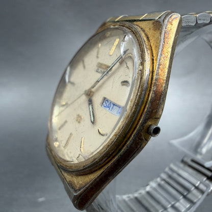 Seiko SQ Watch Men 35mm Cream Dial Gold Tone Daydate 8123-7239 PARTS3