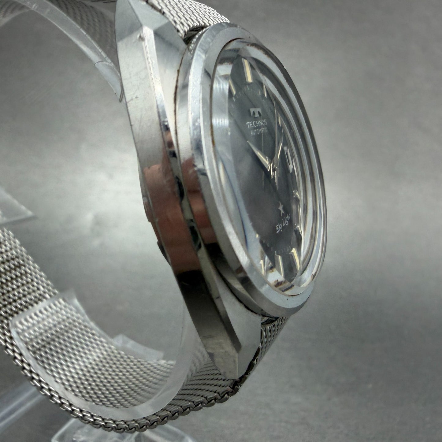 Technos Sky Light Watch Men 35mm White Dial Steel Date Round Automatic PARTS4