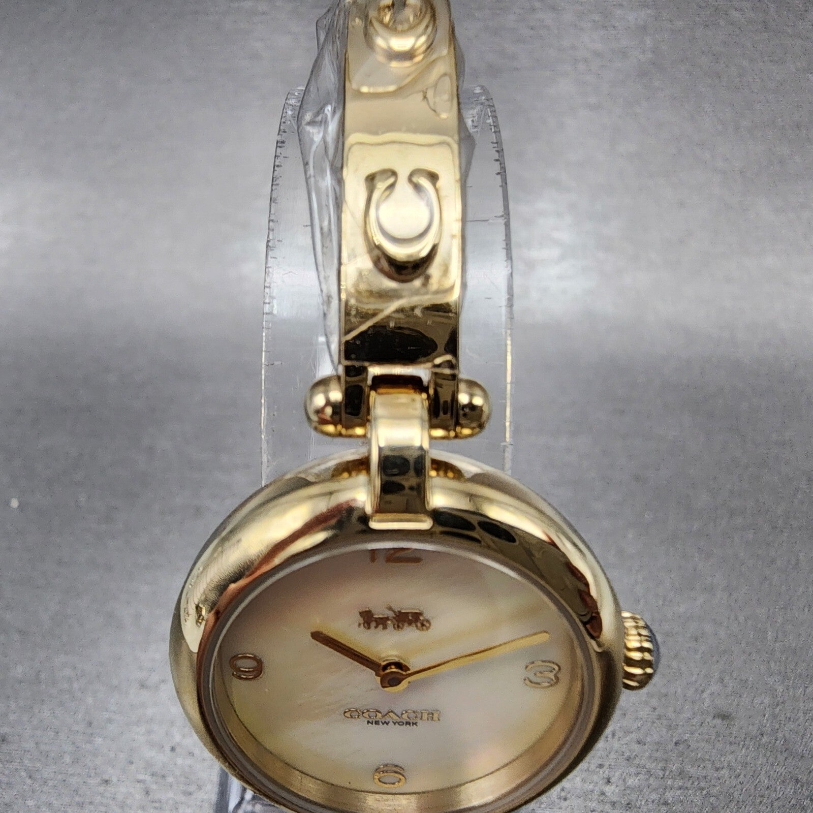 Coach Carry Watch Women 26mm MOP Dial Gold Tone Bangle Round 145040064