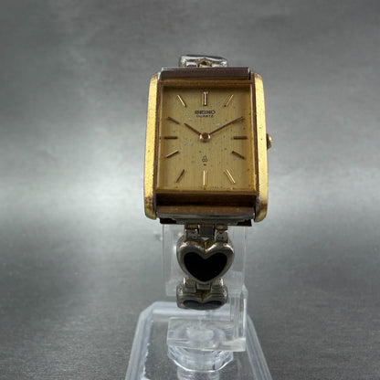 Seiko Tank Watch Women 21mm Champagne Dial Gold Tone 2320-5130 New Battery5