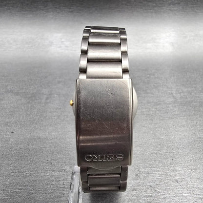 Seiko Titanium Watch Men 37mm Blue Dial Gray Date Round 7N42-8109 New Batt7