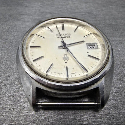 Seiko Watch Men 37mm White Dial Steel Date Round 3802 Movement 3802-7030 PARTS3