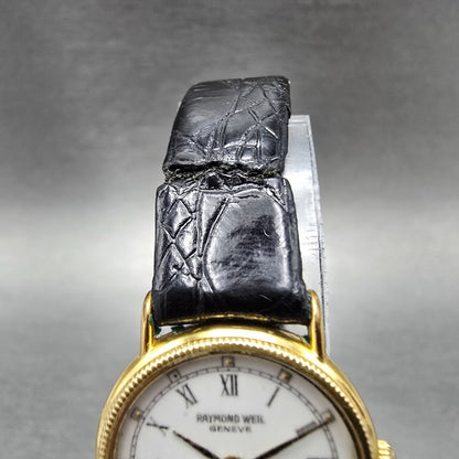 Raymond Weil Watch Women 23mm White Dial Gold Plated Date Round 5314 New Batt JH4
