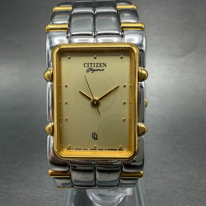 Citizen Elegance CQ Tank Watch Unisex 23mm Champagne Dial Two Tone New Battery0