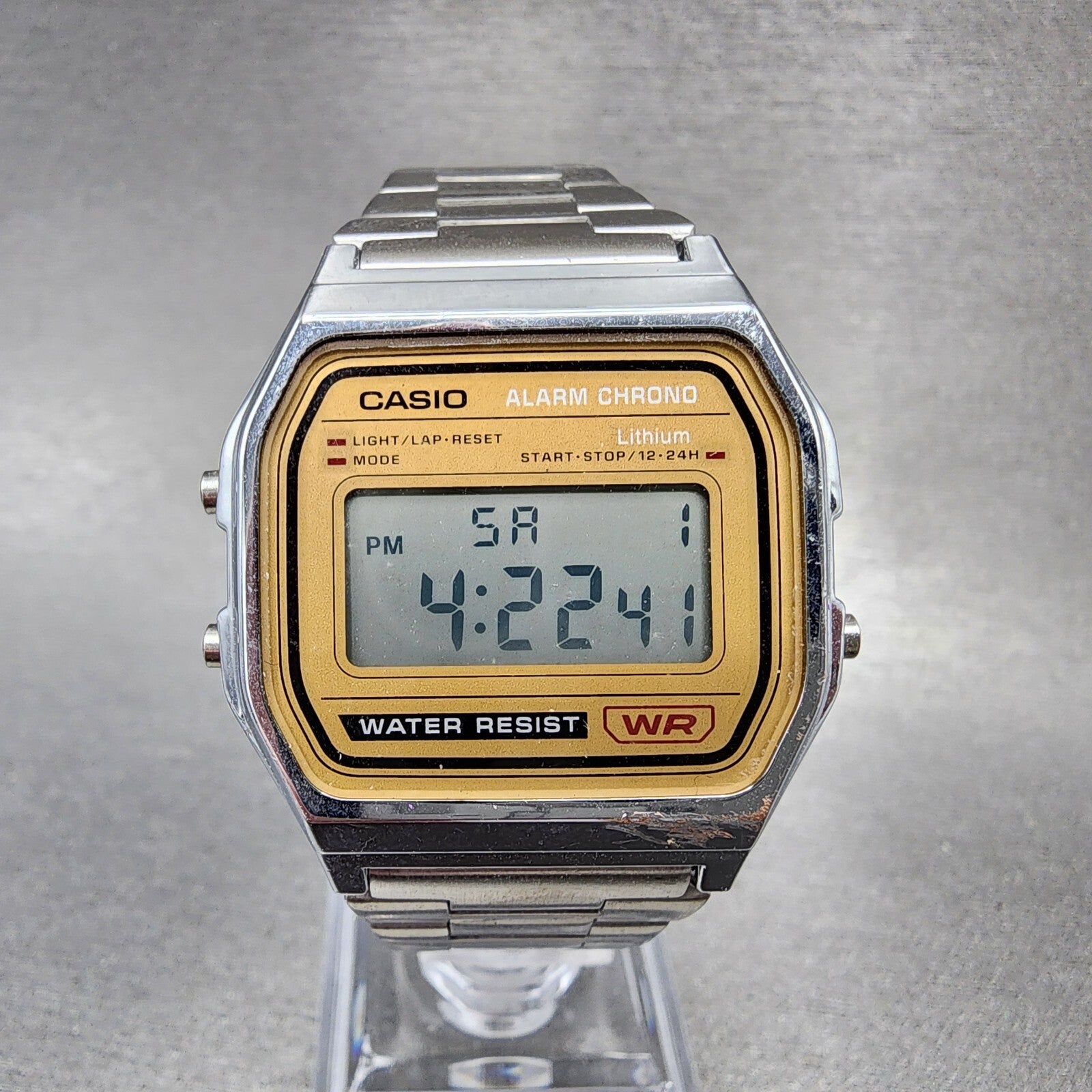 Casio A158WE Watch Men 33mm Digital Stainless Steel Alarm Chronograph New Batt0