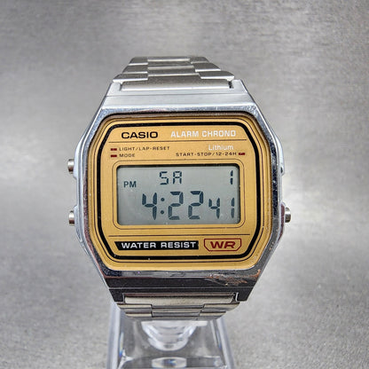 Casio A158WE Watch Men 33mm Digital Stainless Steel Alarm Chronograph New Batt0