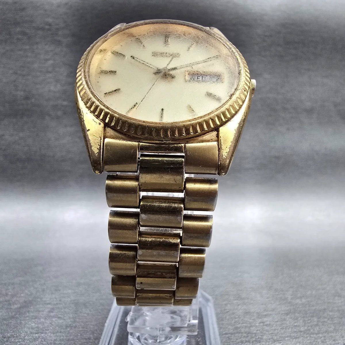 Seiko President Watch Men 35mm Champagne Dial Gold Tone 7N43-8111 New Battery5