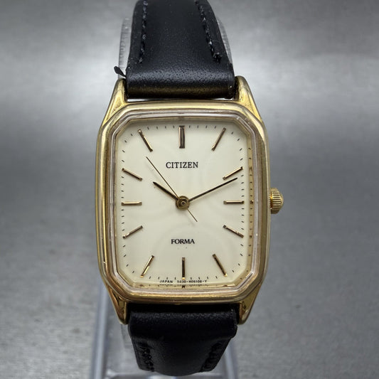 Citizen Forma Tank Watch Women 20mm Cream Dial Gold Tone Rectangle New Battery0