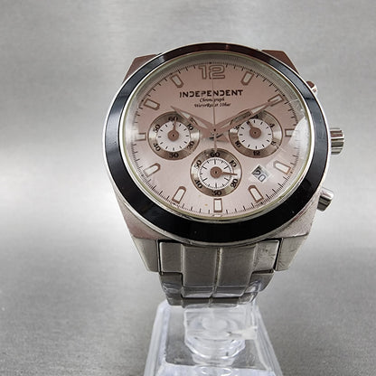 Citizen Independent Chronograph Watch Men 40mm White Dial Steel Date New Battery