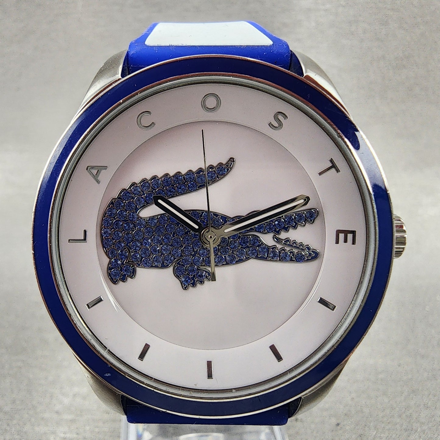 Lacoste Victoria Watch Women 40mm White Dial Silver Tone Round New Battery1