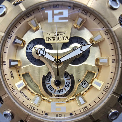 Invicta Bolt Chronograph Watch Men 51mm Gold Dial Gold Tone Date 27283 New batt1