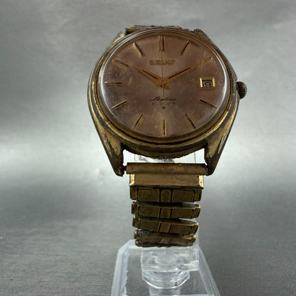 Seiko Sky Liner Watch Men 36mm Champagne Dial Gold Tone Manual 6102-8000 PARTS6