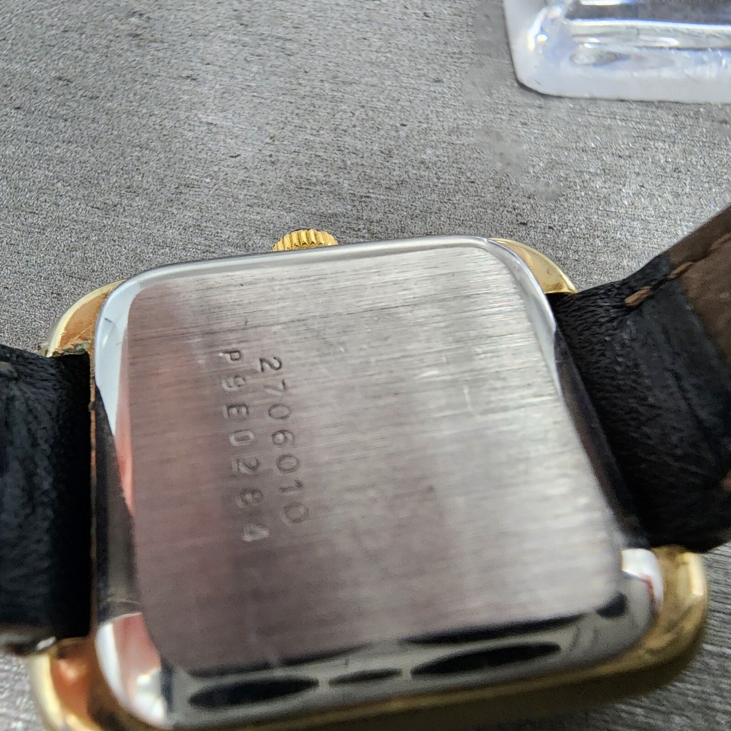 Waltham Oynax Mini Tank Watch Women 23mm Gold Dial Gold Tone Rectangle New Batt9